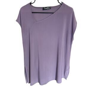 Sympli Women's Top Asymmetrical Purple Sz 12 Canada Drapey Relaxed Comfortable